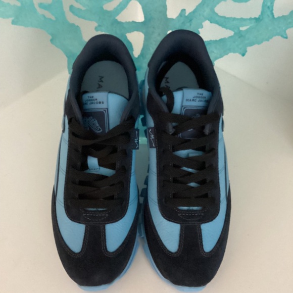 MARC JACOBS Leather Colorblock Pattern Blue Sneakers 37 US 7 - Picture 7 of 16